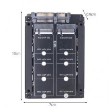 Dual M.2 NGFF to JBOD with SATA interface and 2.5" Bracket  converter (Not Support NVME or PCIE SSD, Must plug 2PCs NGFF at one time) (HDX-DNGFF-J25S)