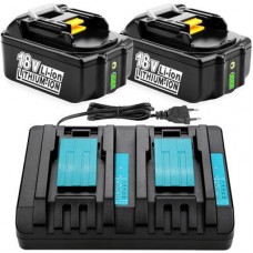 Replacement 18V 5Ah with A-Grade cell battery and DC18RD dual port charger for Makita BL1850 BL1860 (PTB-BL1850PLWAD) Replacement 18V 5Ah with A-Grade cell battery and DC18RD dual port charger for Makita BL1850 BL1860 (PTB-BL1850PLWAD)