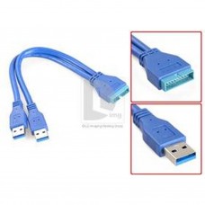 Dual USB 3.0 A Male to 20-pin Header Male (USB3AM-20PM)
